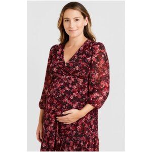 Isabel Maternity by Ingrid & Isabel Floral Maxi Dress in Red and Black